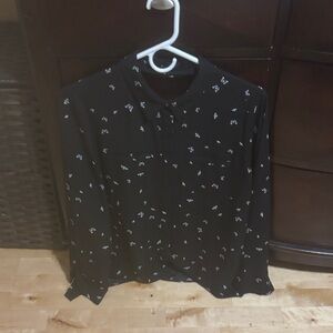 Dynamite Black Button Down Shirt with White Pattern